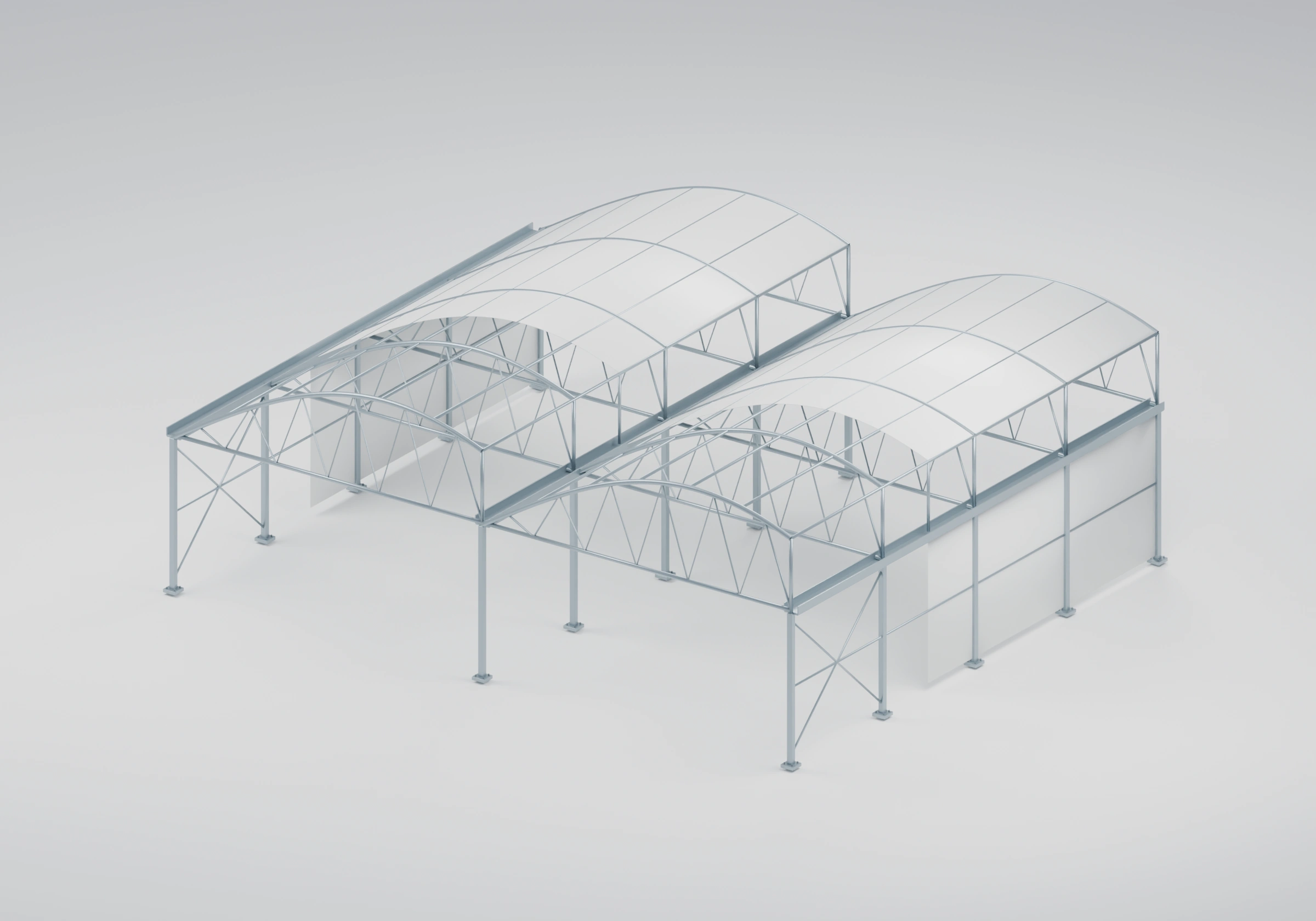Gutter-connected sawtooth truss-bow